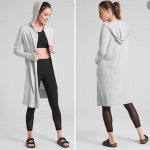 Athleta Light Gray Hooded Cardigan